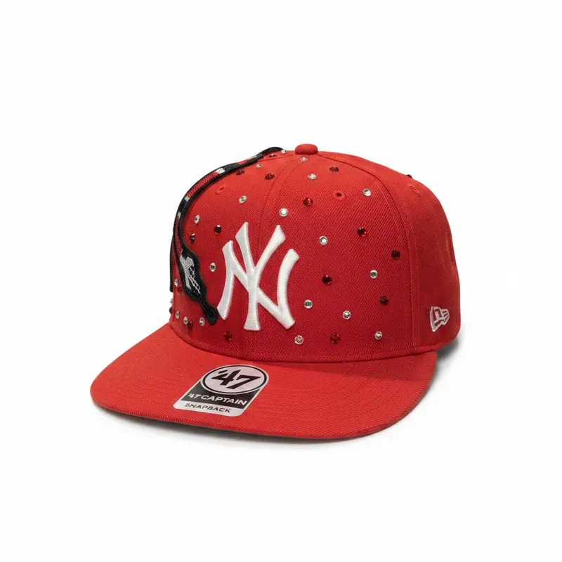 ‘47 CUSTOM “NY” Serpente ricamato e Swarovski Rosso/Bianco