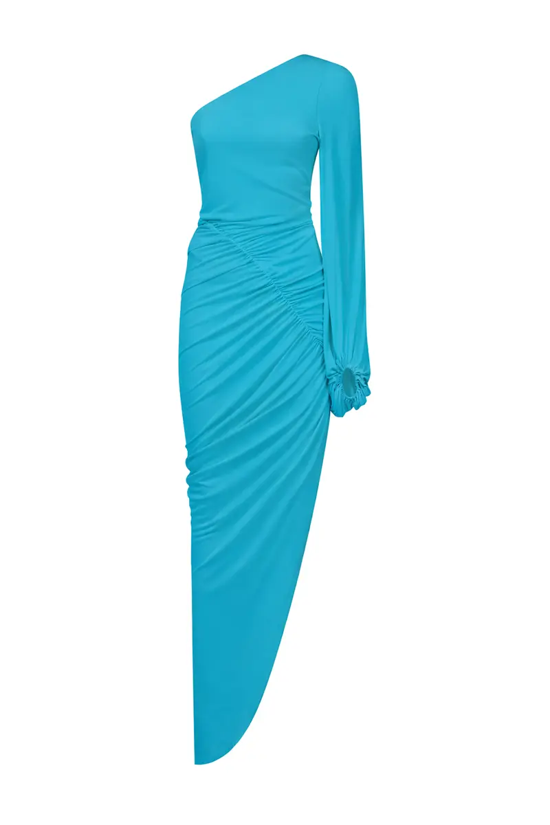 Draped One-Shoulder Jersey Dress