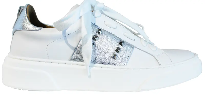 |SNEAKER UOMO PELLE BIANCO/ARGENTO|