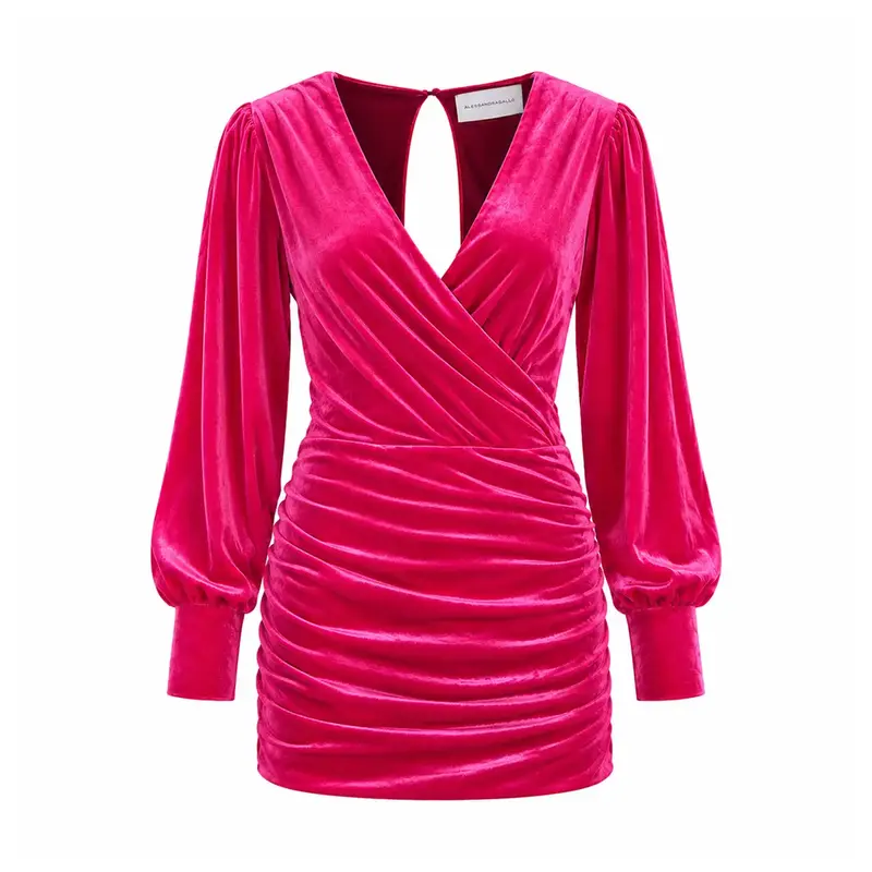 ZOE - Abito Corto in Ciniglia Fucsia