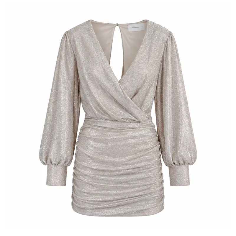 ZOE - Abito Corto in Lurex Crema