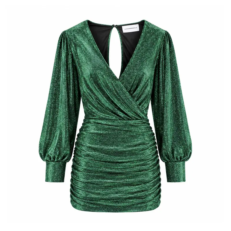 ZOE - Abito Corto in Lurex Verde