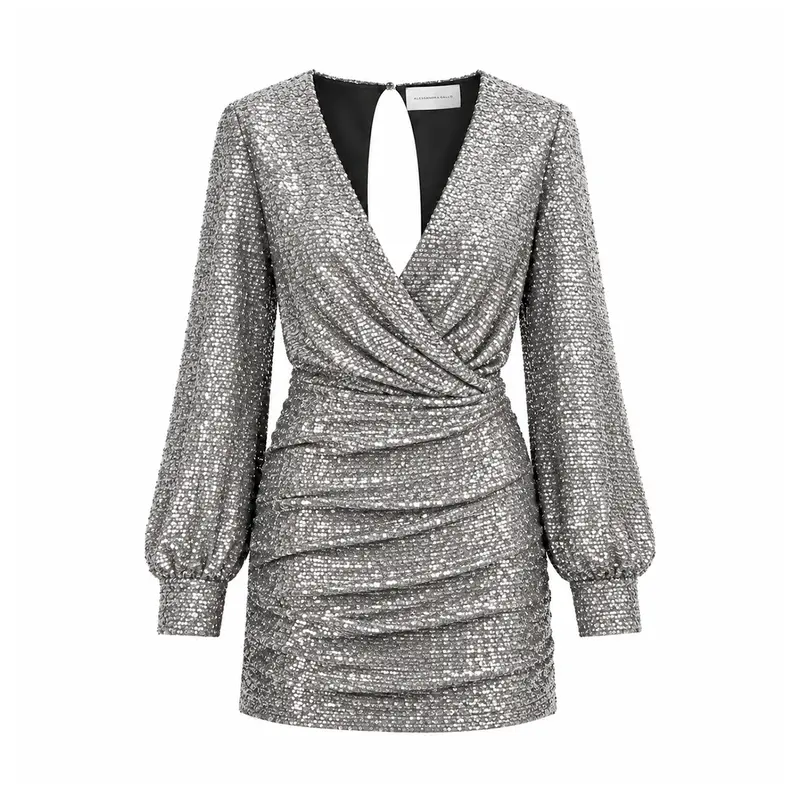 ZOE - Abito Corto in Paillettes Argento